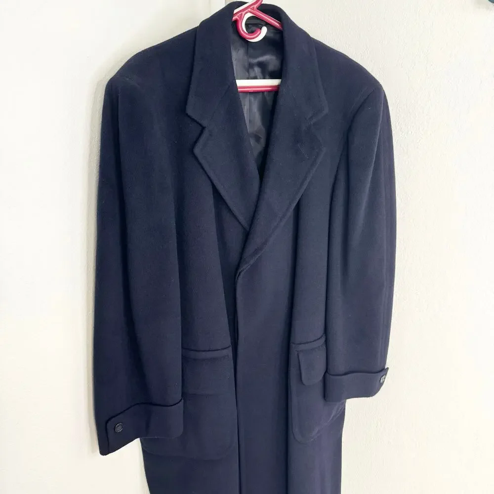 Vintage Men’s 100% Cashmere Navy Coat Overcaot Hart Schaffner & Marx